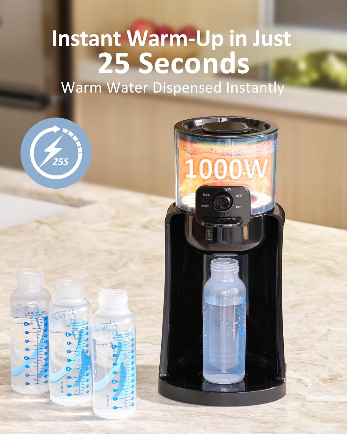 New Baby Bottle Warmer & Formula Maker – Instant Warm Water Dispenser with Night Light