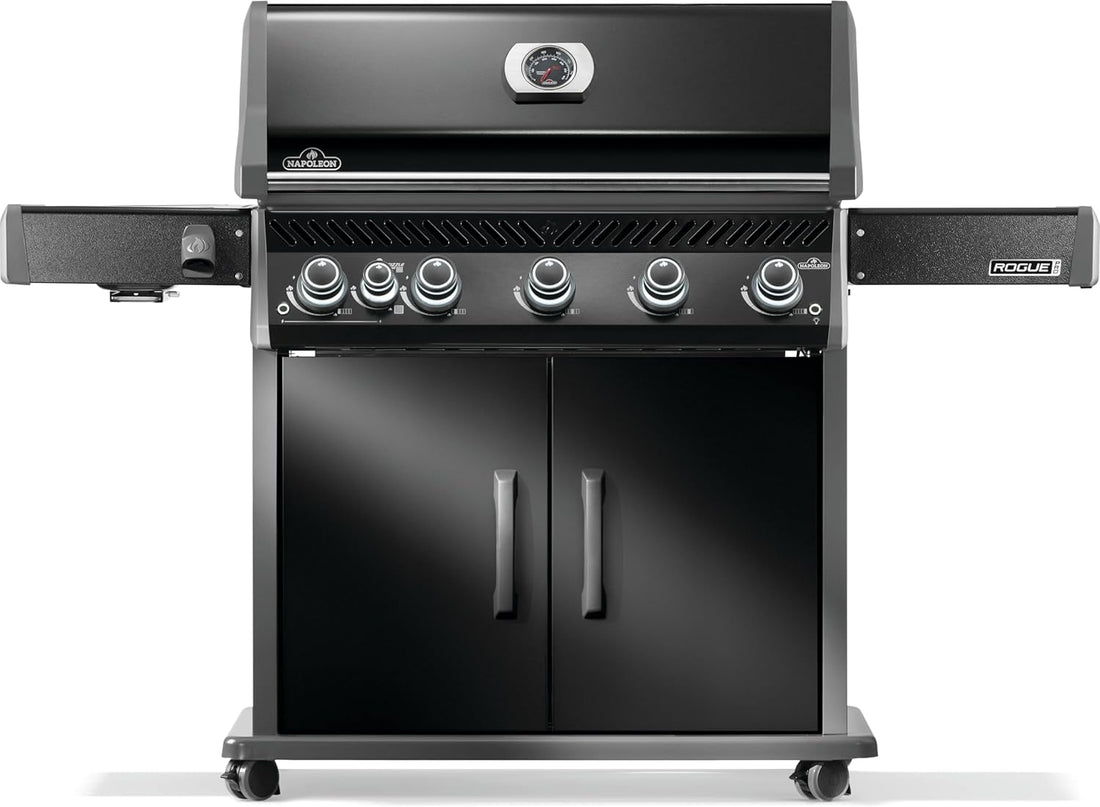 Rogue PRO 525 Natural Gas Grill with Infrared Side Burner, Black, Durable 5-Burner Cooking Surface