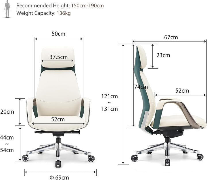 Premium Living Comfortable Genuine Leather Ergonomic Office Chair