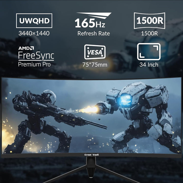 34" Ultra Gaming Monitor, 165Hz, Wide Modern Designed