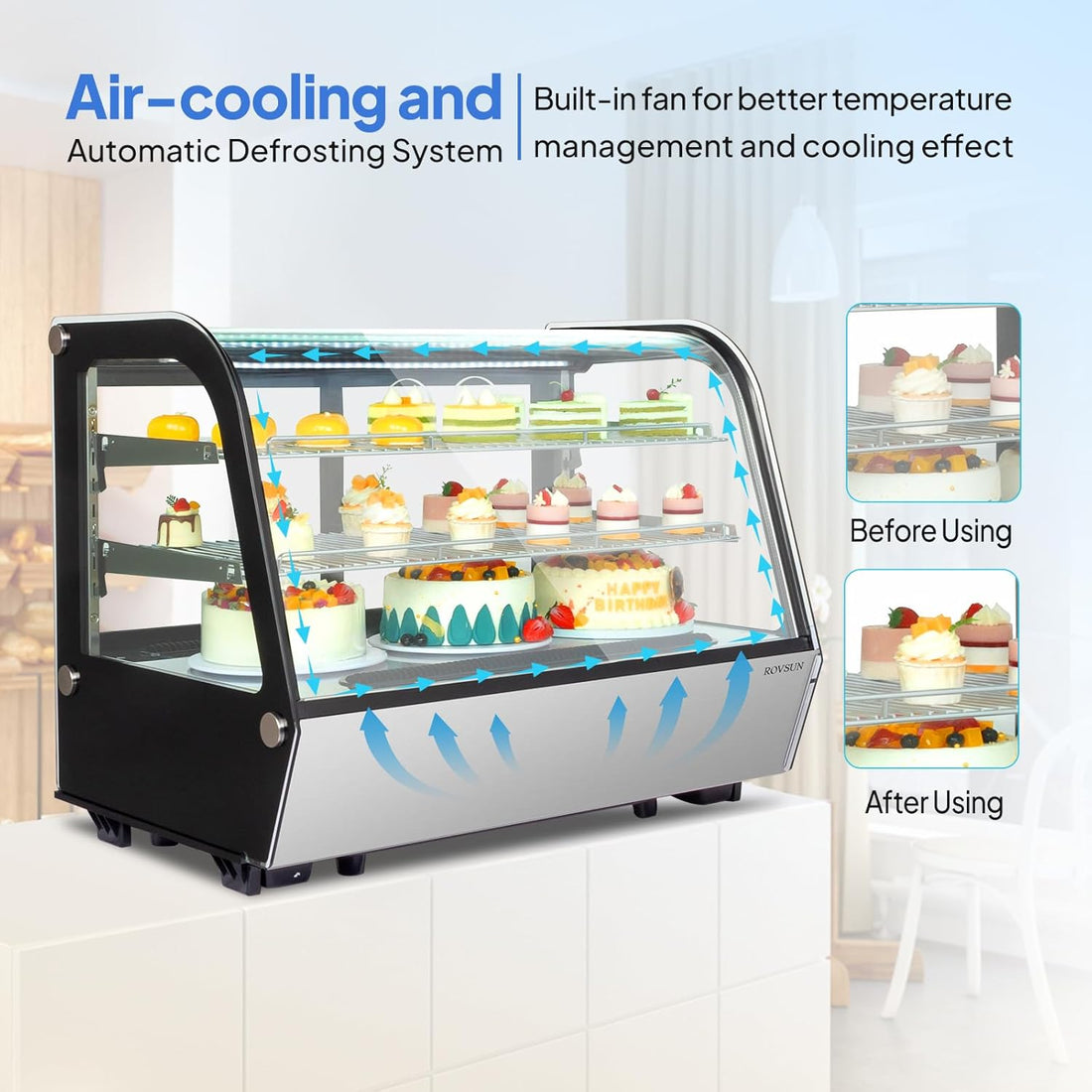New NSF Certified Commercial Refrigerator  Countertop Display with LED Lighting - Automatic Air Cooling