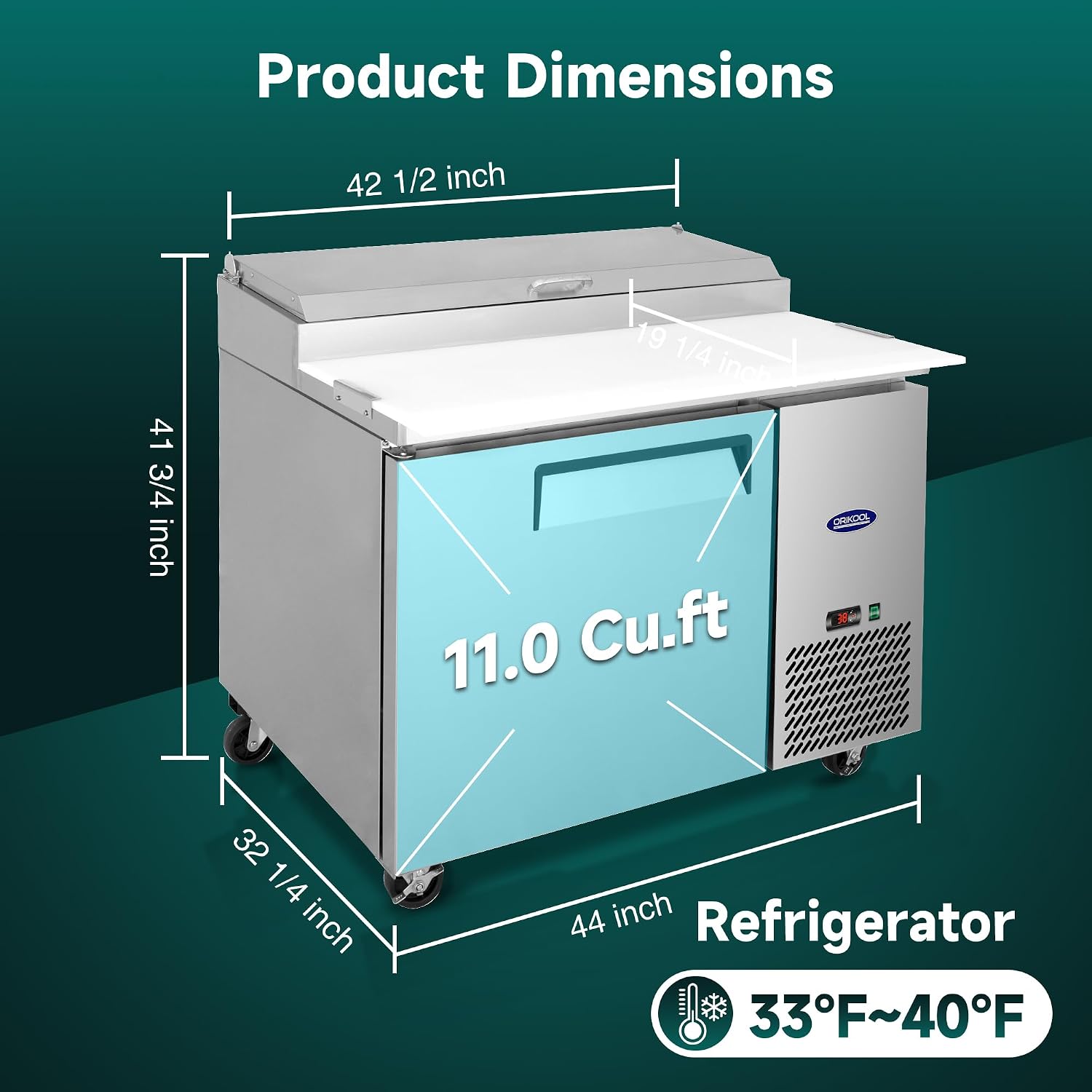 New Commercial Sandwich Pizza Prep Table Refrigerator – Steel Fridge - Digital Temperature Control