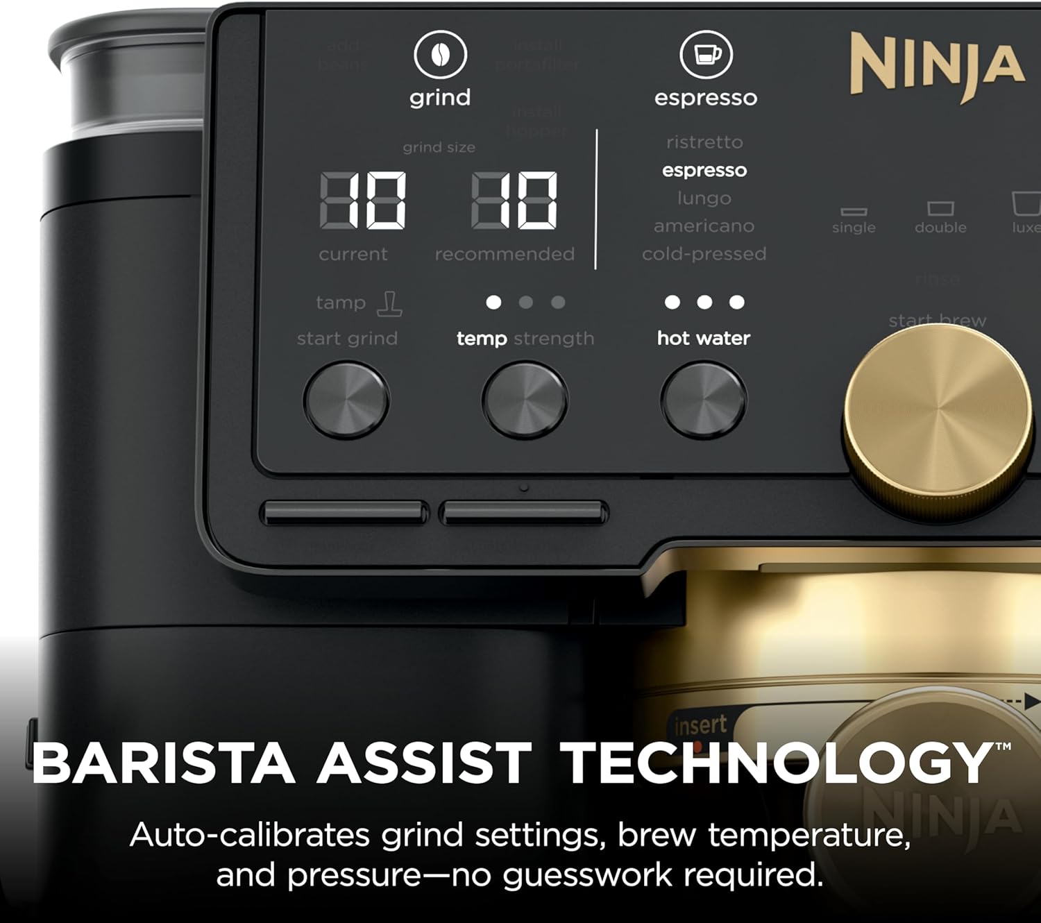 Premium All-in-one premium coffee system delivering espresso, drip coffee, and cold brew with built-in grinding and café-style