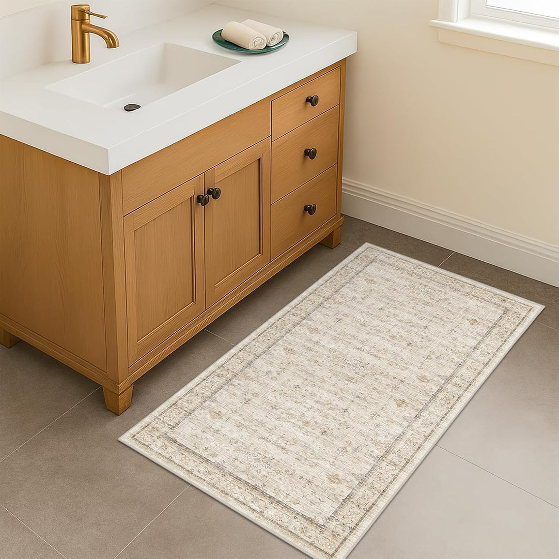 Modern Black Rug for Living Room - Washable Non-Slip & Stain Resistance