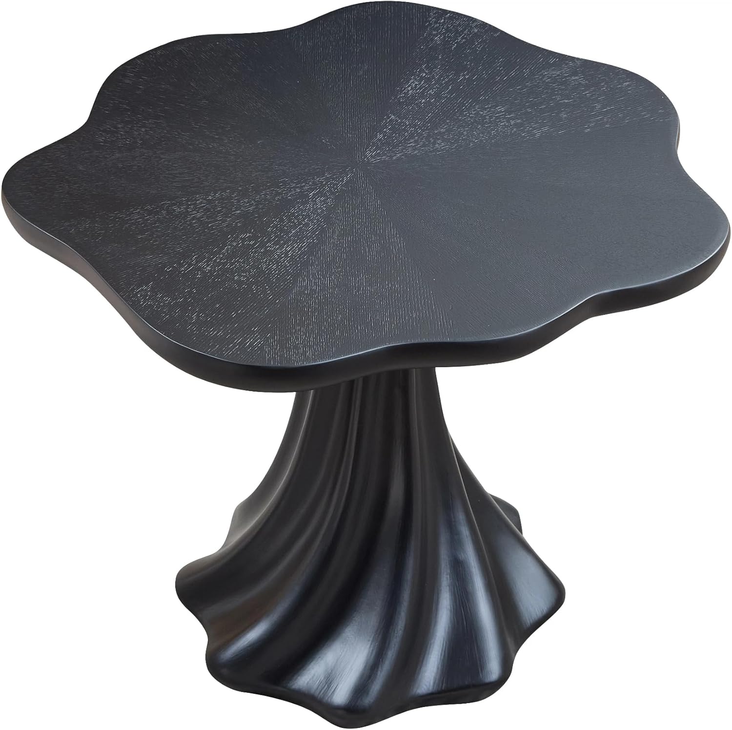 Vintage 37" Round Modern Dining Table – Flower Shape Top, Twisted Pedestal Base