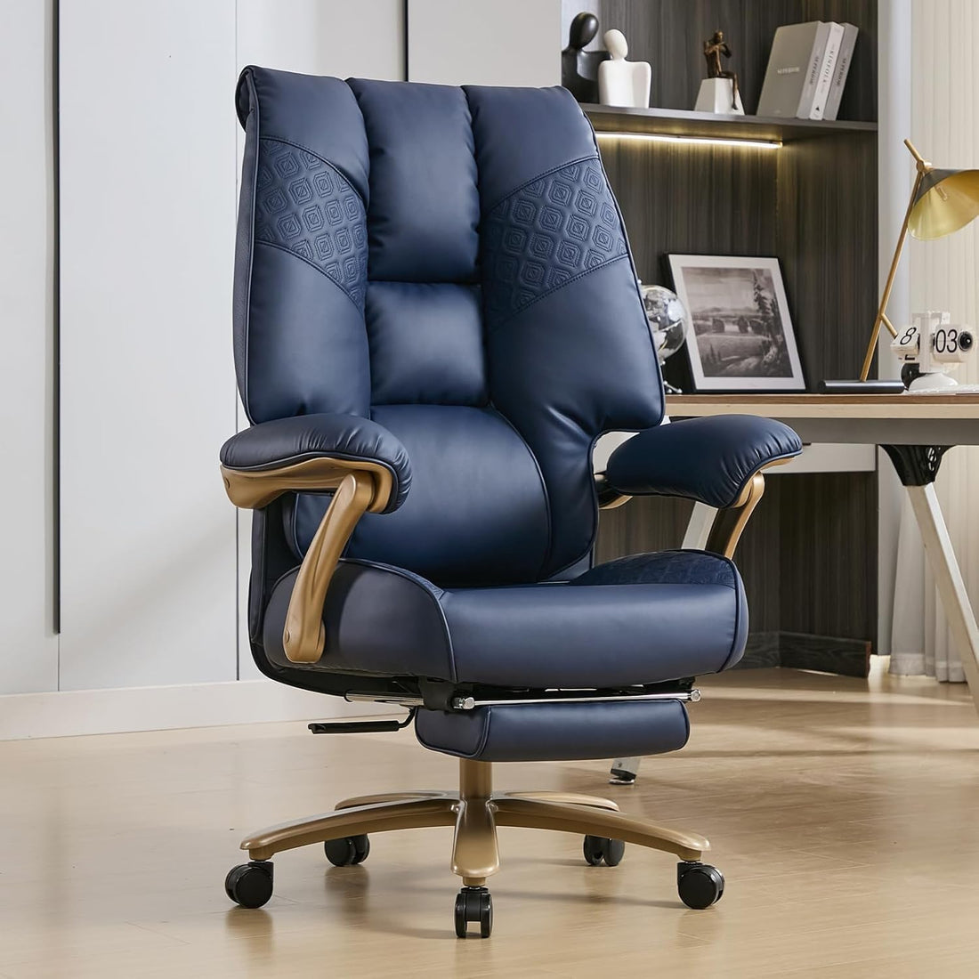 Executive Office Chair with Footrest, 400 lbs Capacity Ergonomic High-Back Desk Chair,