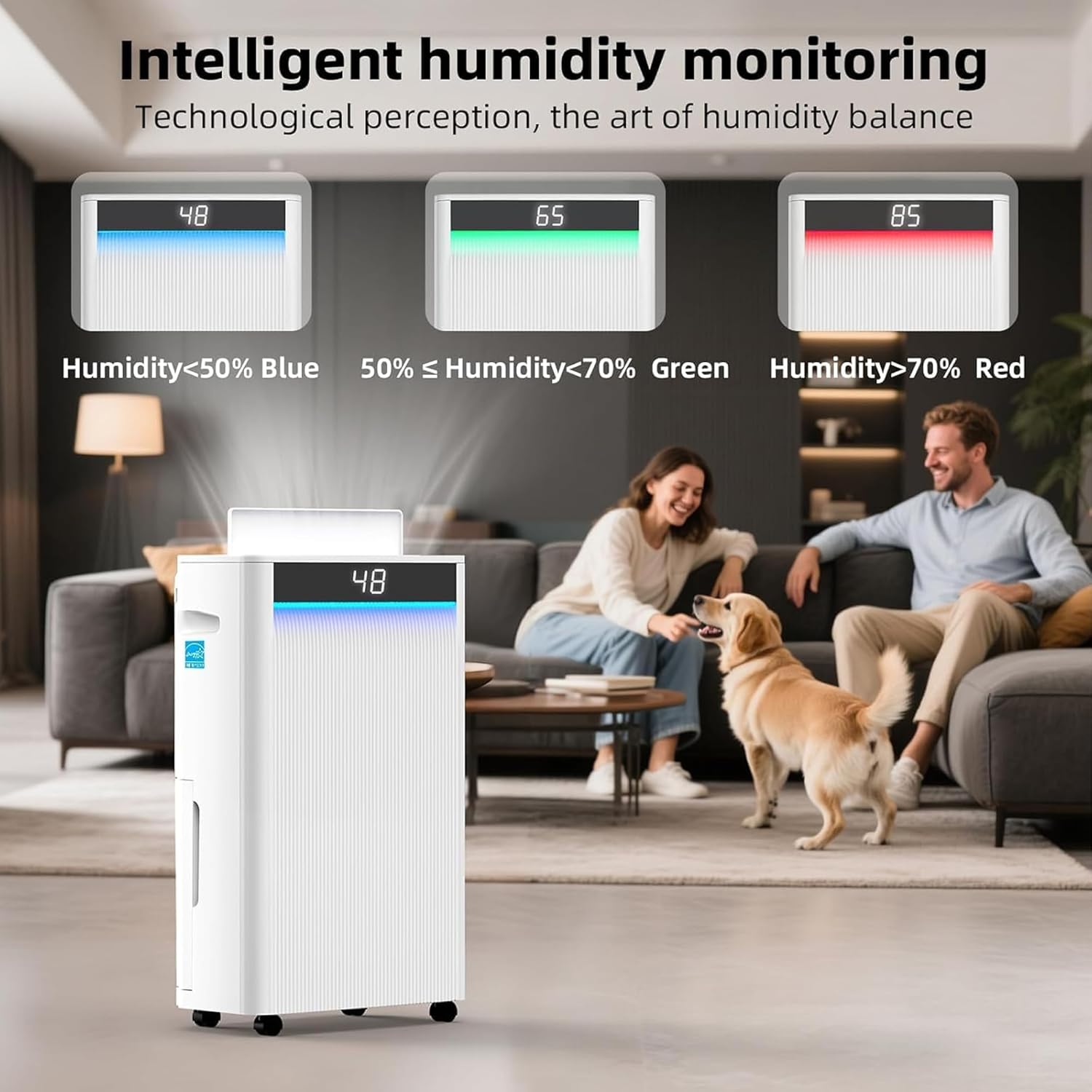 Smart Dehumidifier for Basement, Bedroom, Home with Drain Hose and Intelligent Humidistat