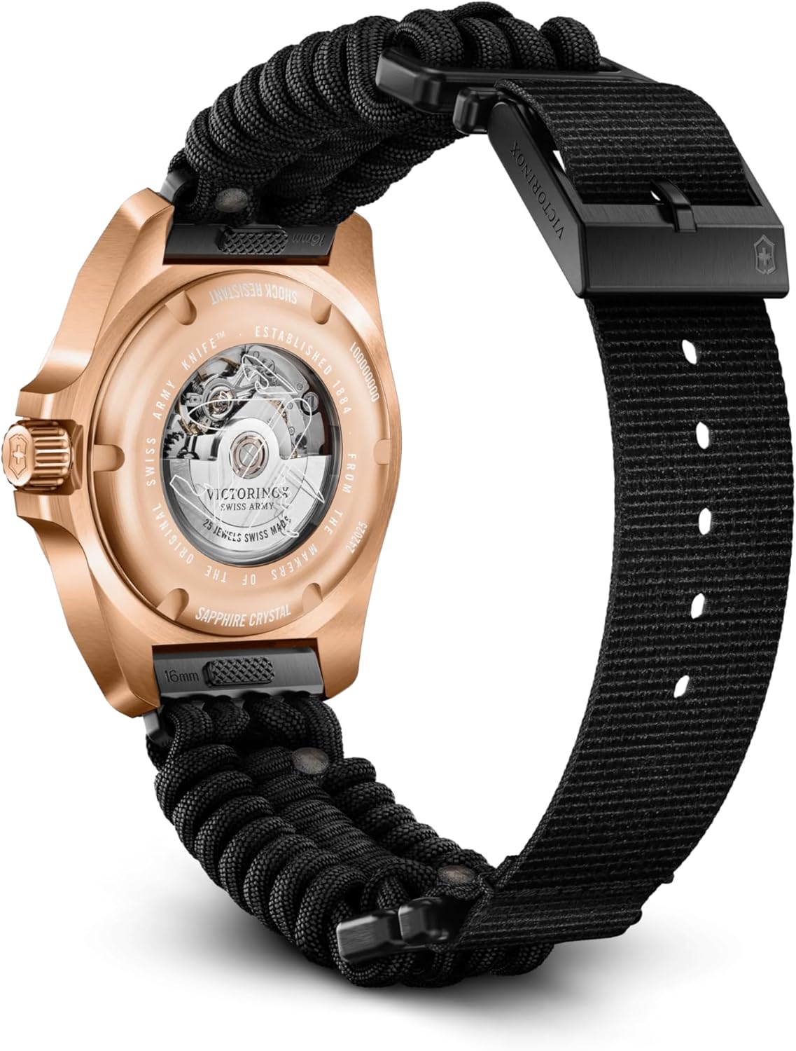 Modern Luxe Mens Automatic Black Dial Paracord Watch
