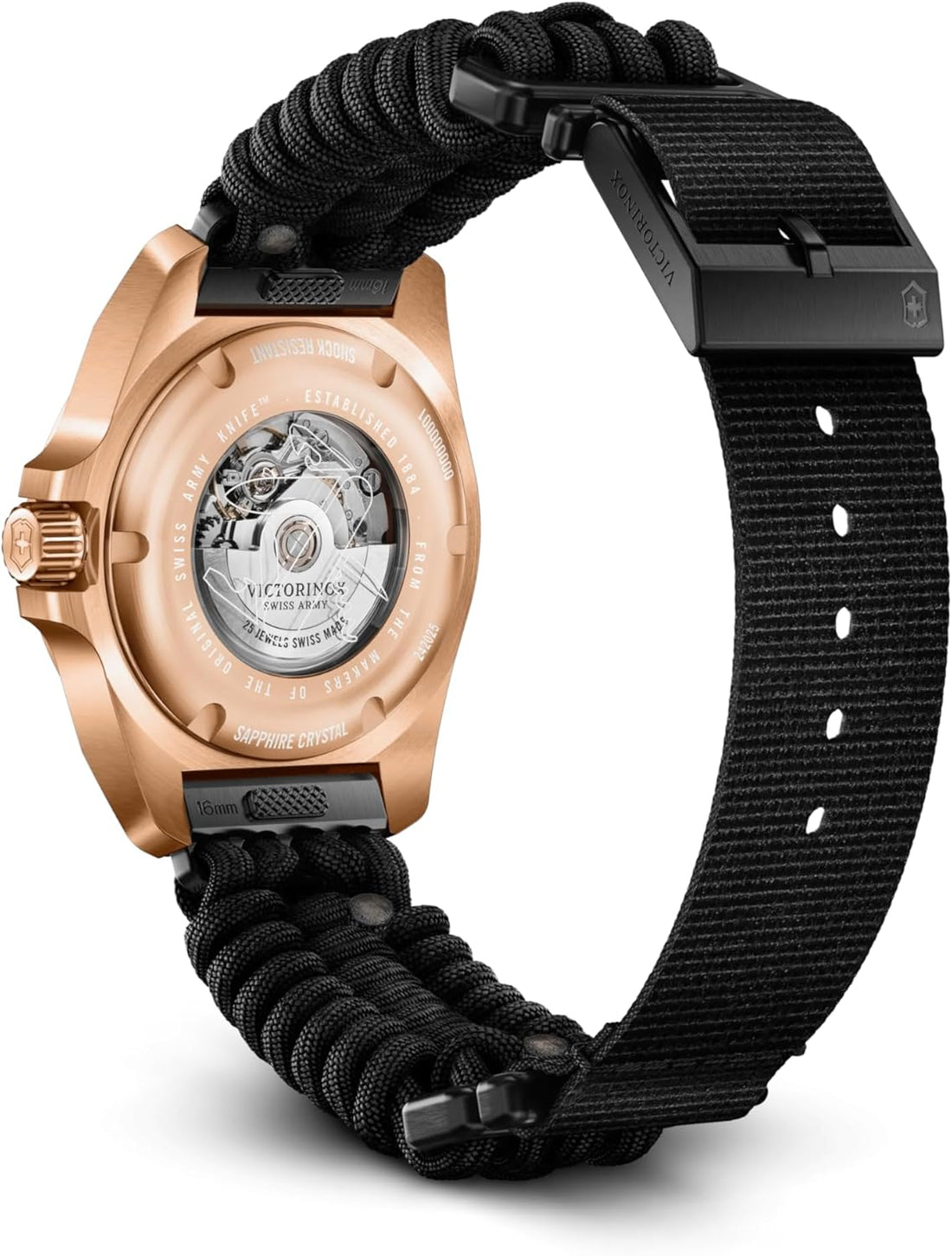 Modern Luxe Mens Automatic Black Dial Paracord Watch