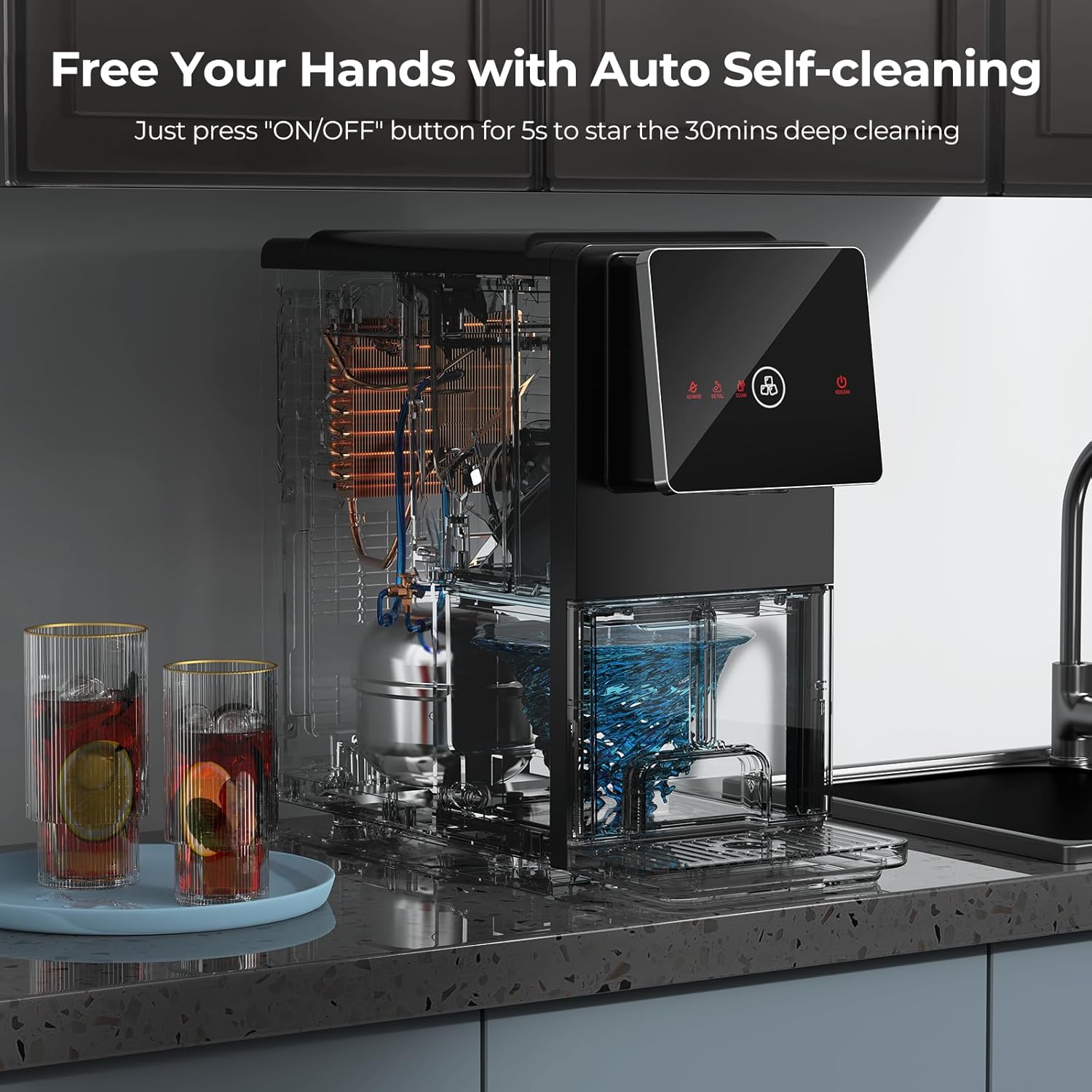 Modern Nugget Ice Maker Countertop – Portable Self-Cleaning Ice Machine