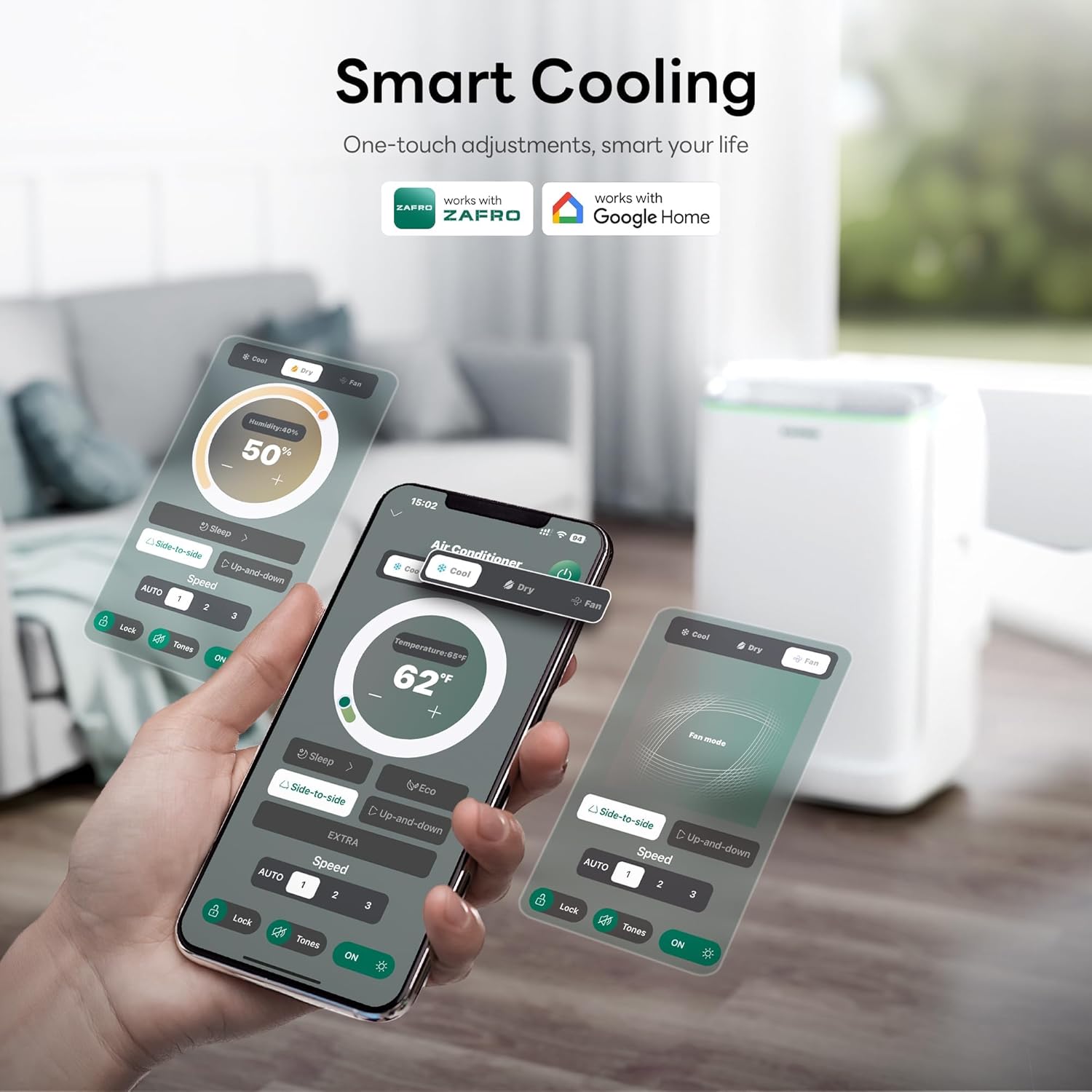 Smart Inverter Portable Air Conditioners, 14000 BTU (10000 BTU SACC) Dual Hose Portable AC Unit with Energy Saving/Ultra Quiet(42Db)/Drainage-Free Cooling/App/Remote for Multi-Scenario Use
