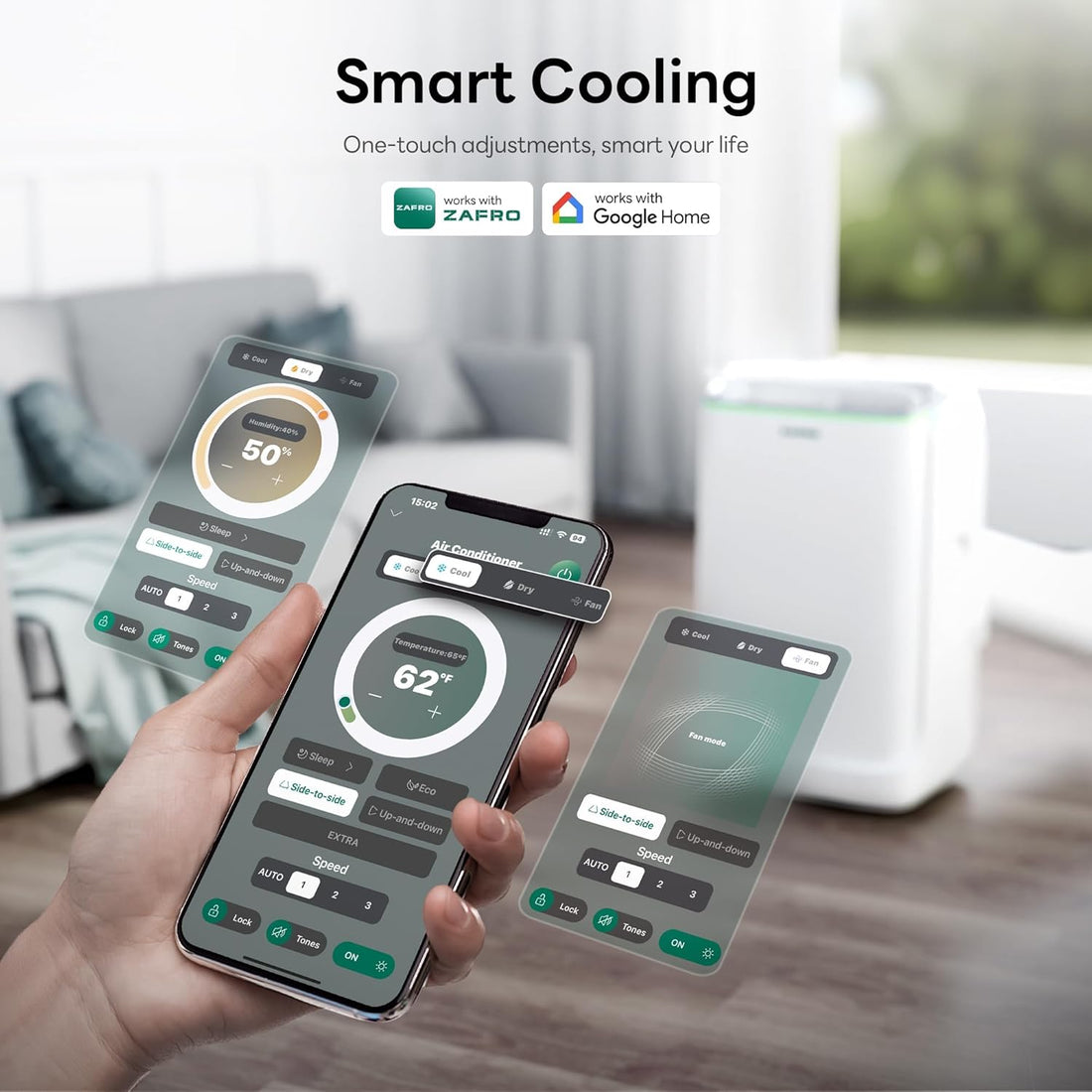 Smart Inverter Portable Air Conditioners, 14000 BTU (10000 BTU SACC) Dual Hose Portable AC Unit with Energy Saving/Ultra Quiet(42Db)/Drainage-Free Cooling/App/Remote for Multi-Scenario Use