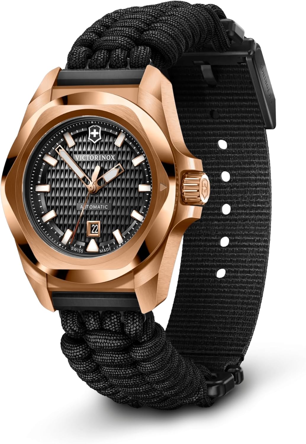Modern Luxe Mens Automatic Black Dial Paracord Watch