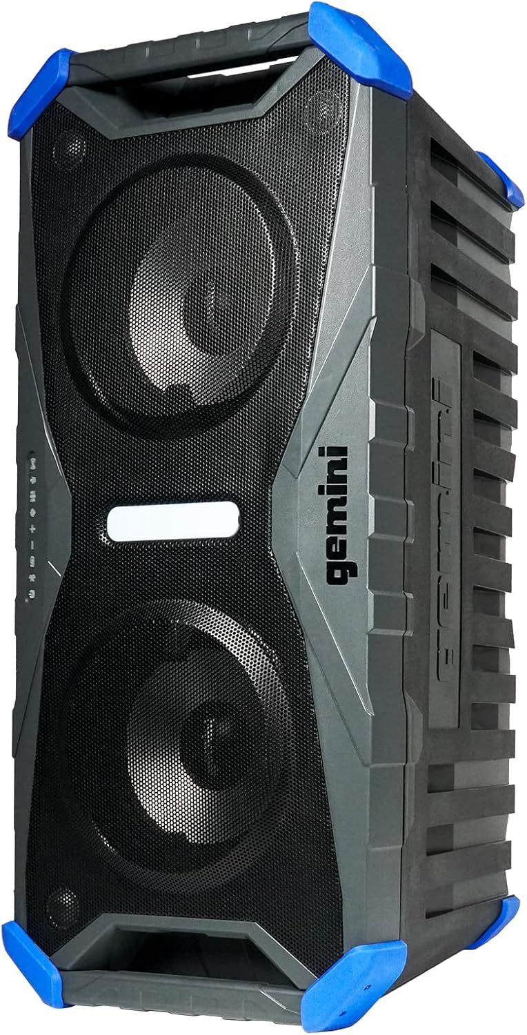 Soundsplash 400W Floating Waterproof Wireless Bluetooth Speaker, LED Light Show, Dual 8” Woofers & NFC Pairing - Perfect for Pool Parties, Beach, Travel & Home Fun (Gray/Blue)