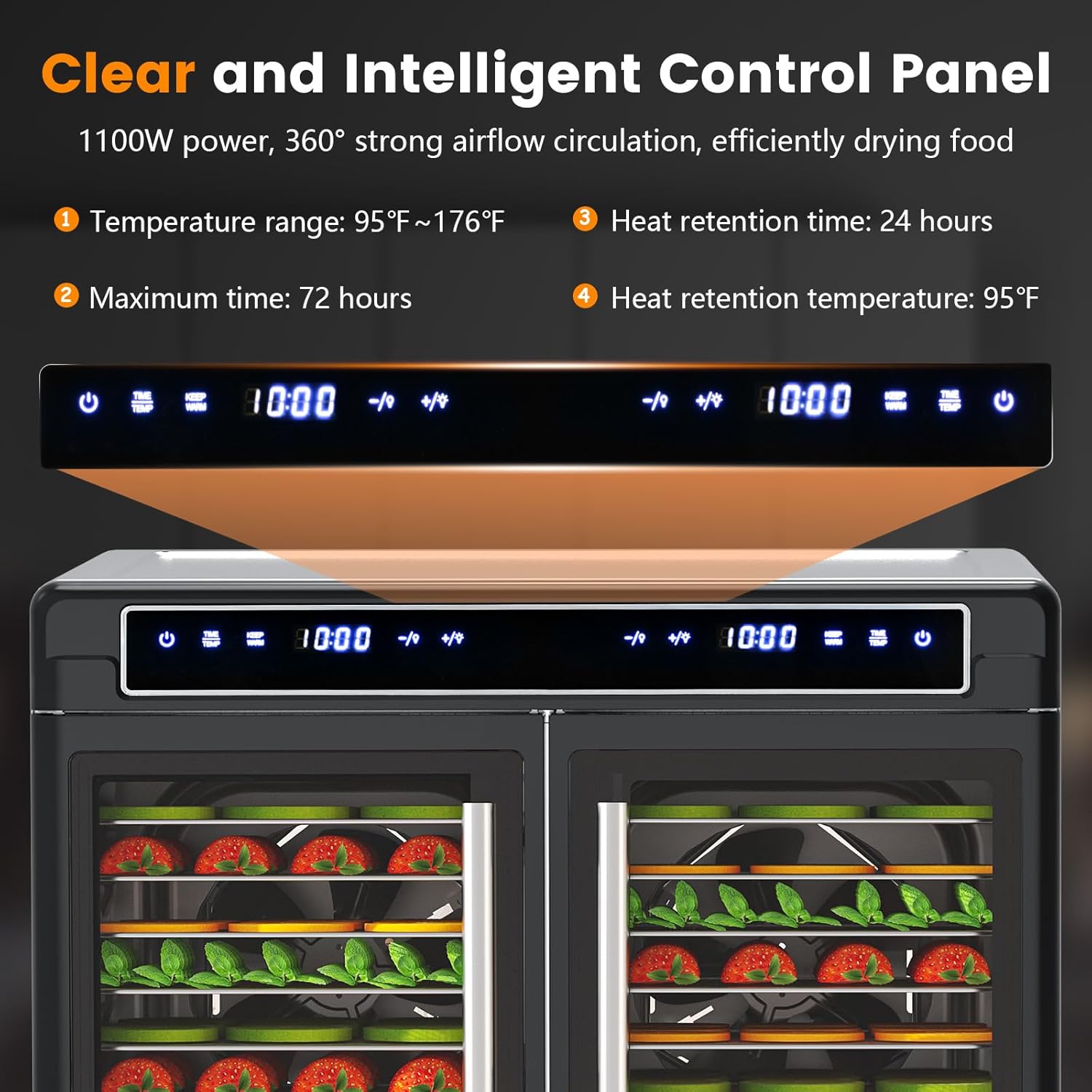 Modern Food Dehydrator with Dual Chamber Design – 16 Stainless Steel Tray Meat Dehydrator