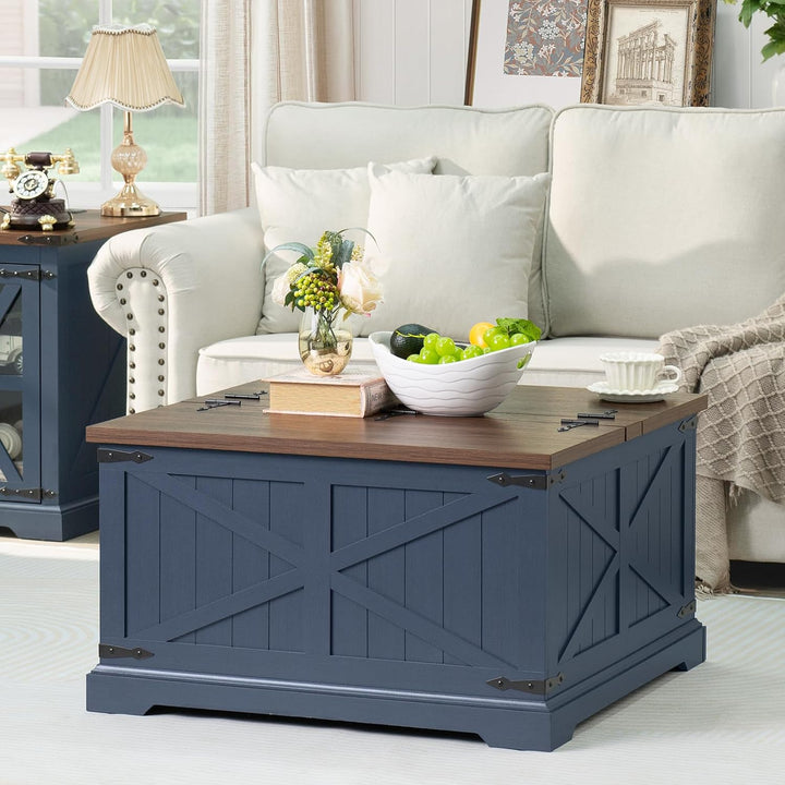 Farmhouse Designed Coffee Table with Large Hidden Storage 