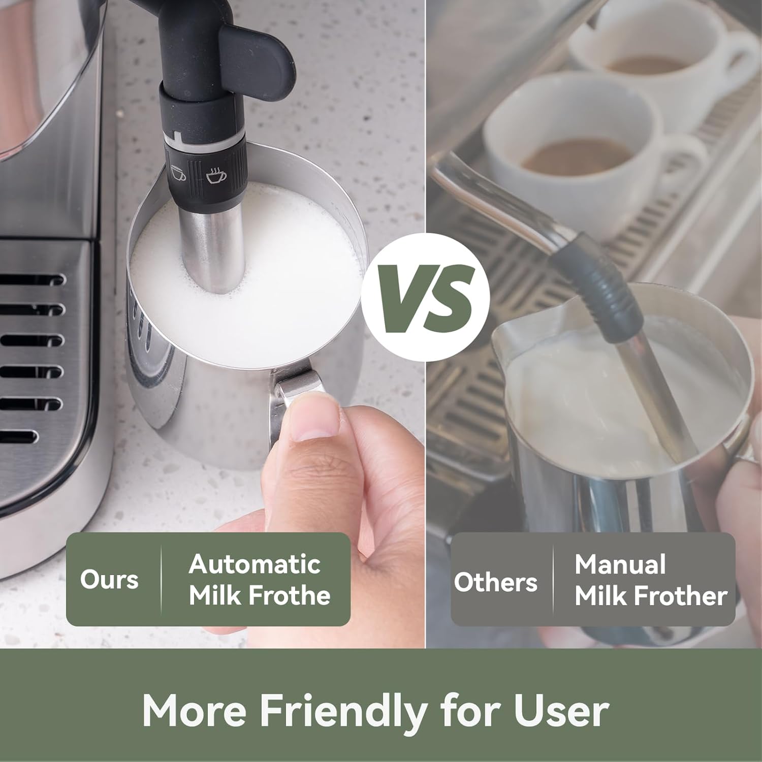 New Stainless Espresso Coffee Machine 20 Bar - Auto Milk Frother & Steam Wand, NTC Temp Control