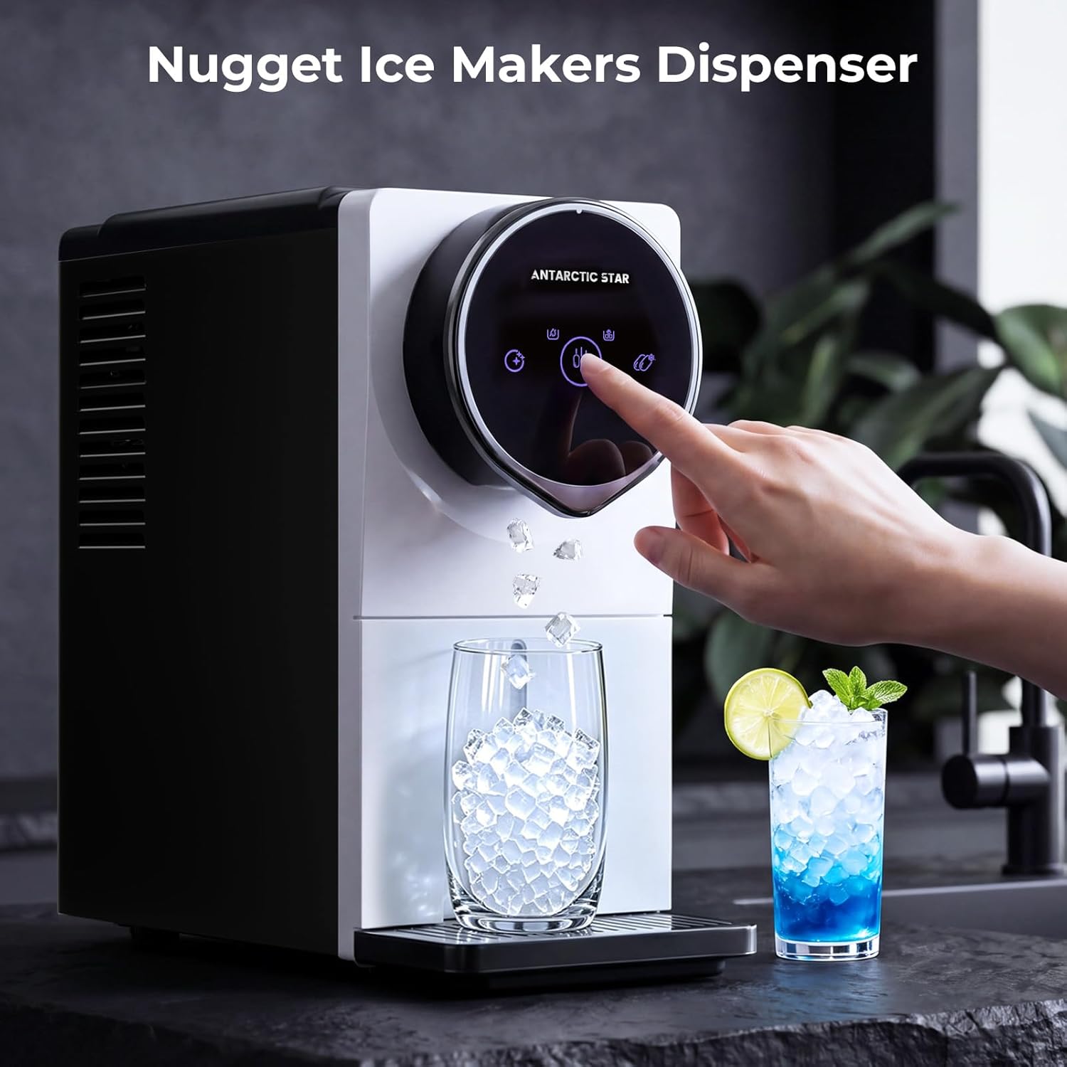 Modern Nugget Ice Maker Countertop – Portable Self-Cleaning Ice Machine