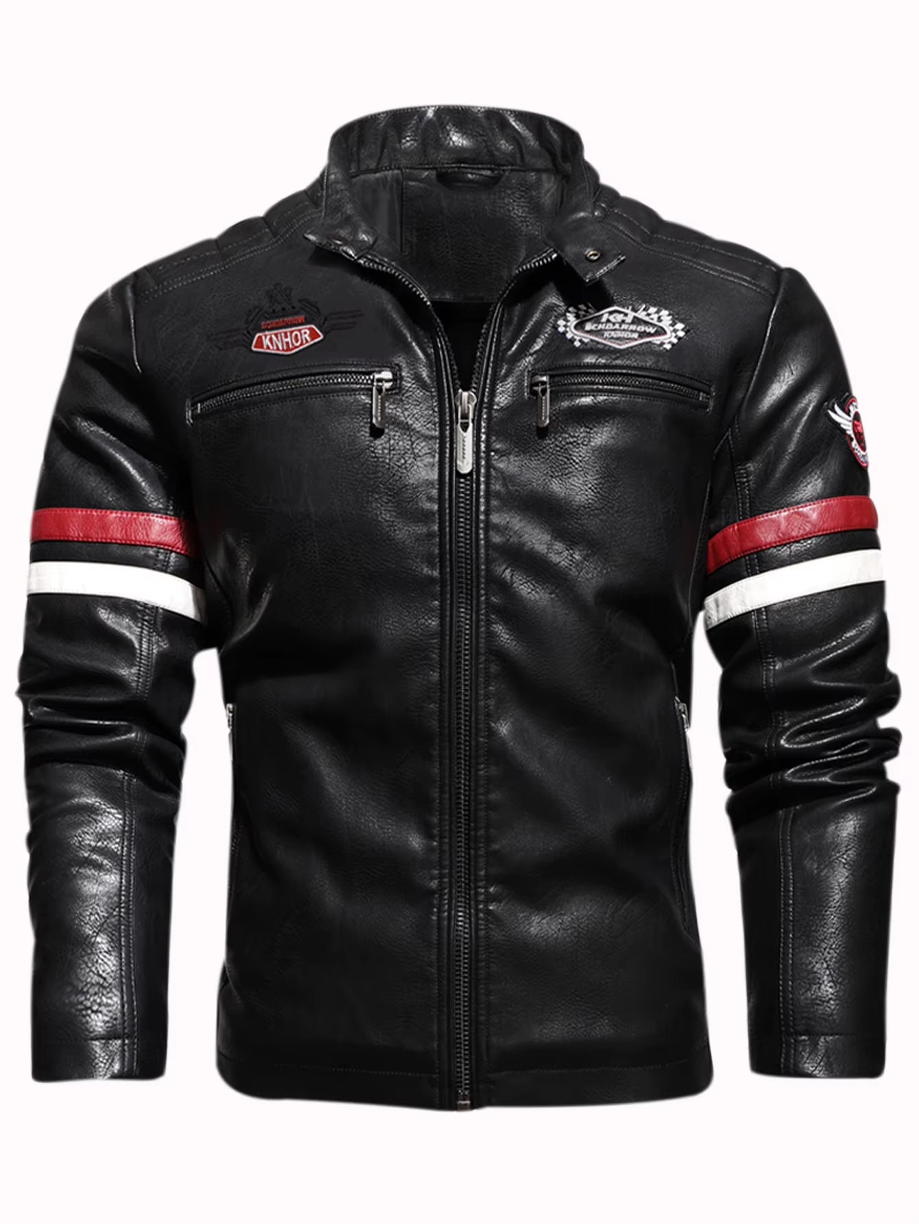 Mens Motorcycle Racing Leather Embroidered Jacket