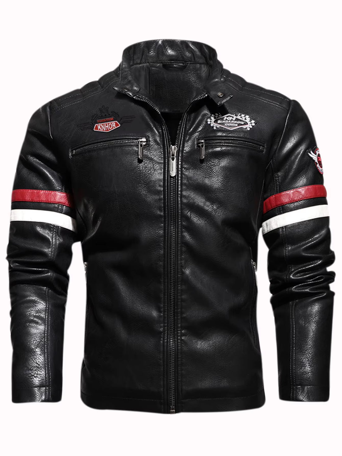 Mens Motorcycle Racing Leather Embroidered Jacket