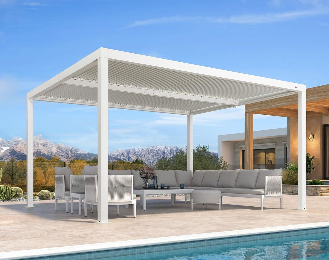 Outdoor Louvered Pergola Modern Shade Gazebo Rainproof Hardtop