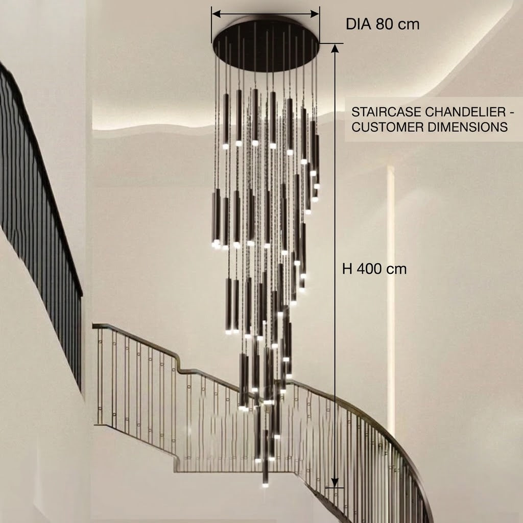 Modern Crystal Staircase Chandelier – Luxury LED Pendant Ceiling Light for High Ceilings, Living Room