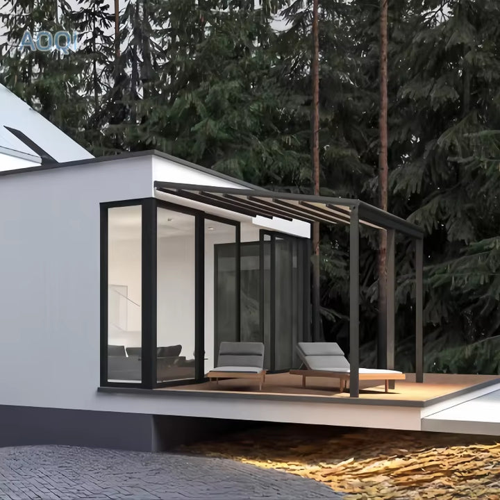 Customizable AOQI Electric Pergola for Villa Gardens Modern Bio-Climatic Design Retractable Automatic Aluminum Frame Gazebo