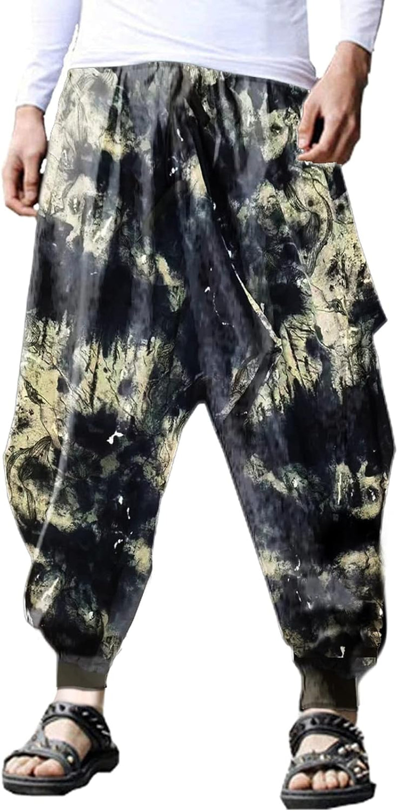 Mens Casual Pants Loose Stretchy Waist Trousers