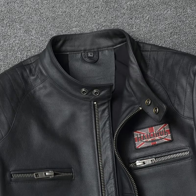 Genuine Leather Jacket Men Vintage Natural Cowskin Coat Spring Autumn Harley Motorcycle Leather Retro Chaquetas Hombre