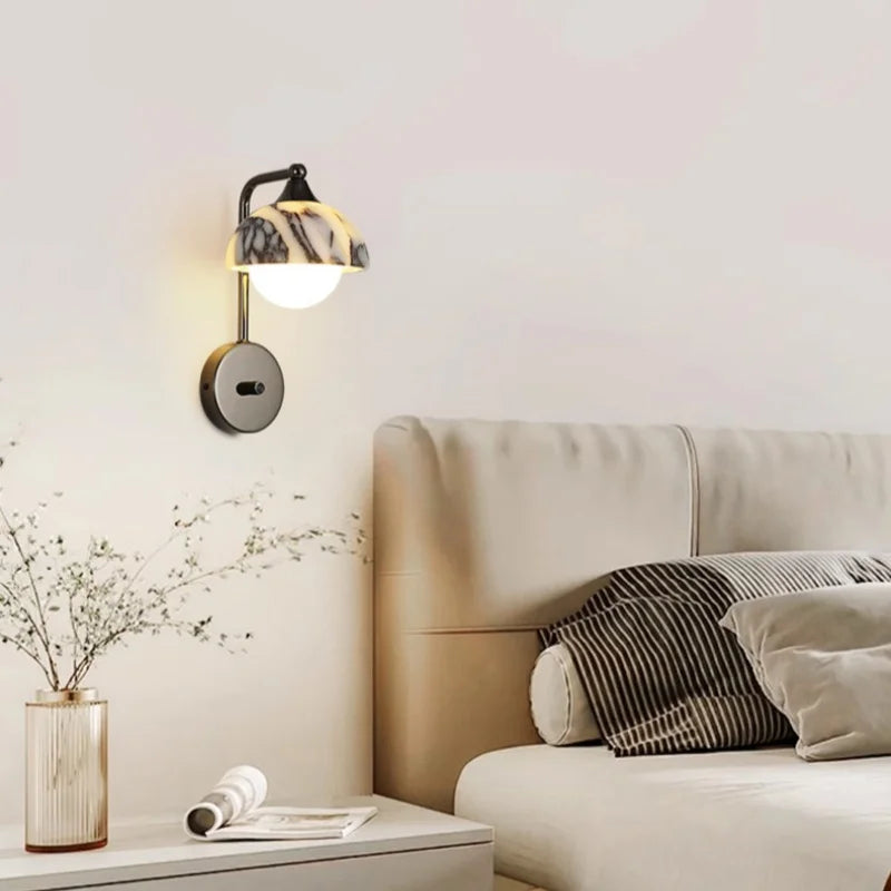 Marble Glass LED Wall Sconces Lights Indoor Bedroom Lamps 