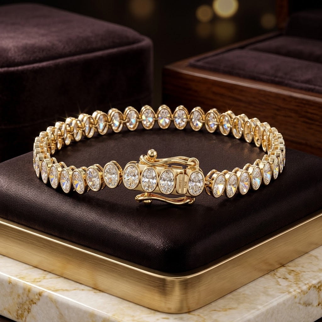 Luxury 7.26 CTW Oval Lab Grown Diamond Tennis Bracelet for Women