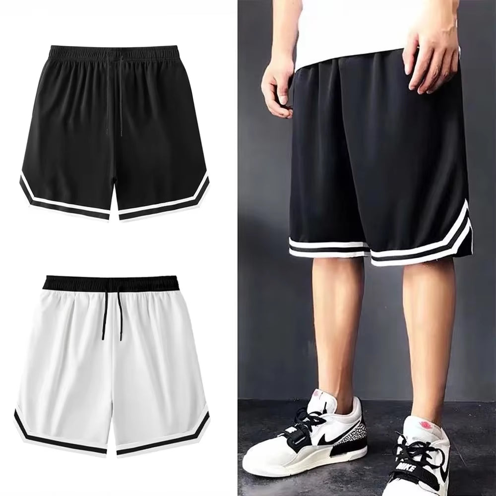 Men'S Basketball Shorts Summer Breathable Casual Shorts Beach Fashion Stripe Quick-Drying Sportwear Joggers Fitness Streetwear