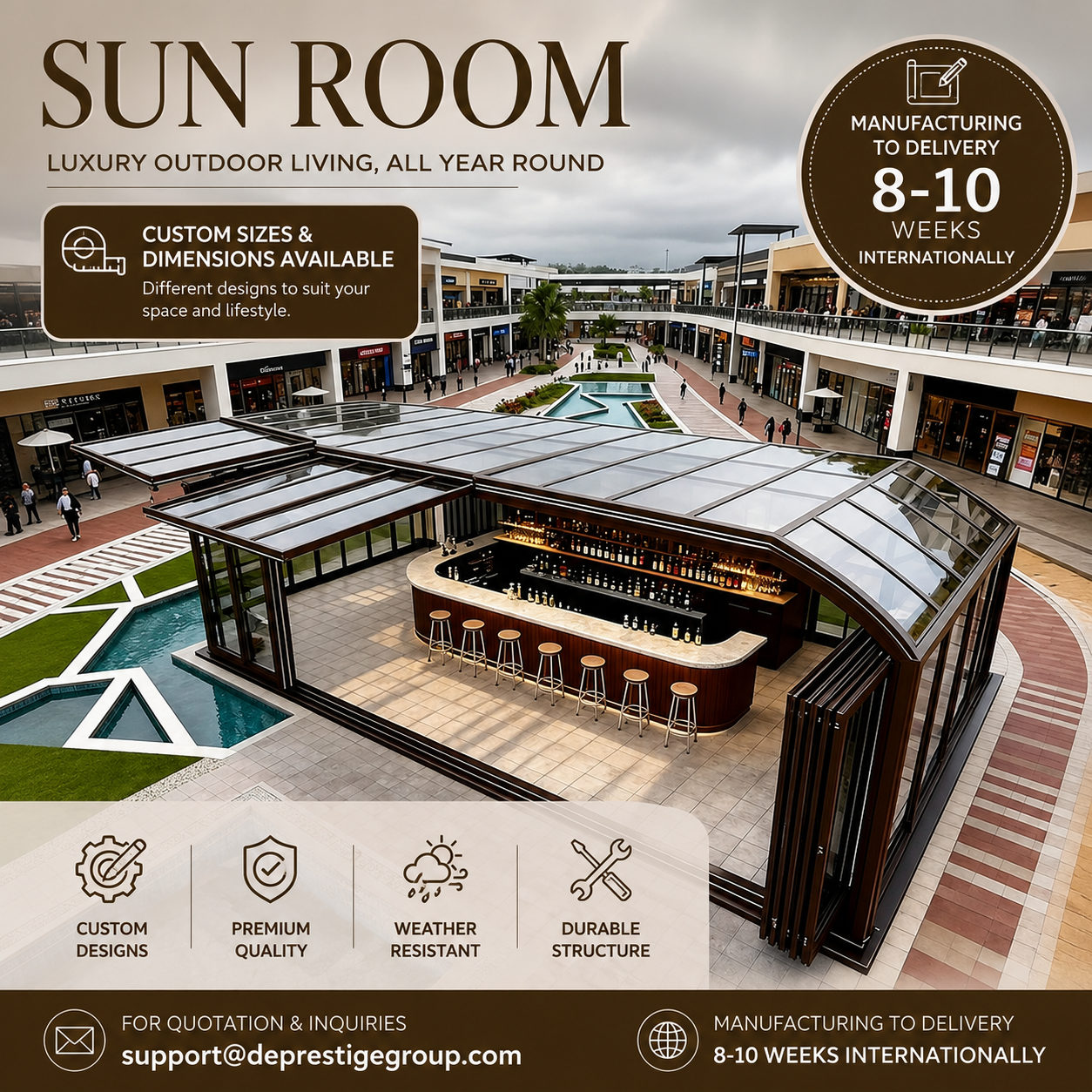 Fully Automatic Retractable Multipurpose Waterproof Sunroom