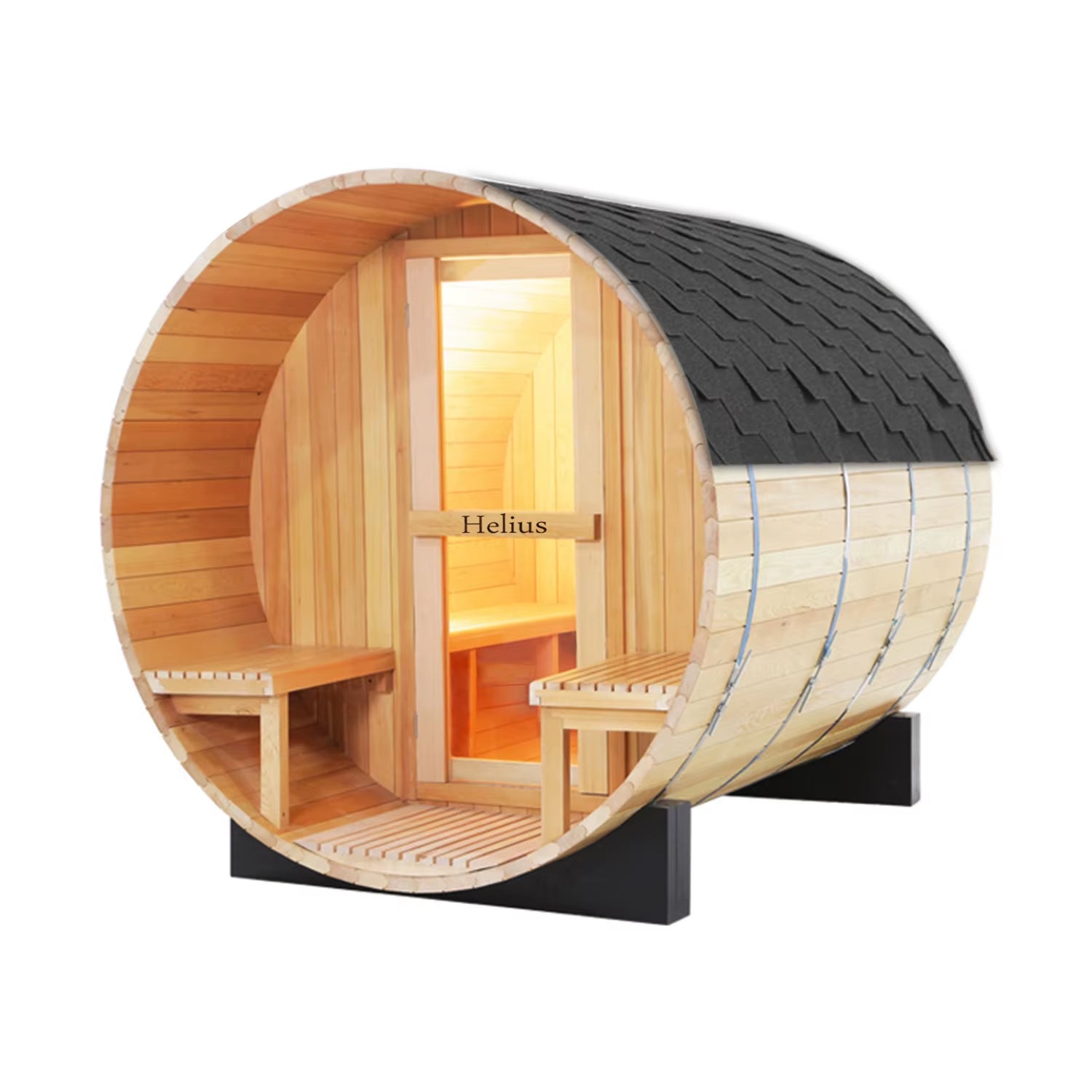 New Oversized 6Ft X 8Ft Red Cedar Barrel Outdoor Sauna 