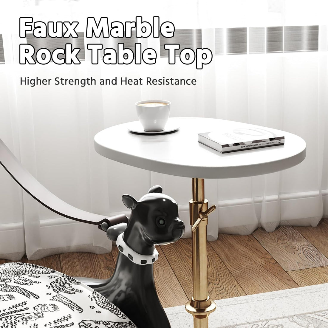 Antique Brass Adjustable-Height Pedestal Drink Table