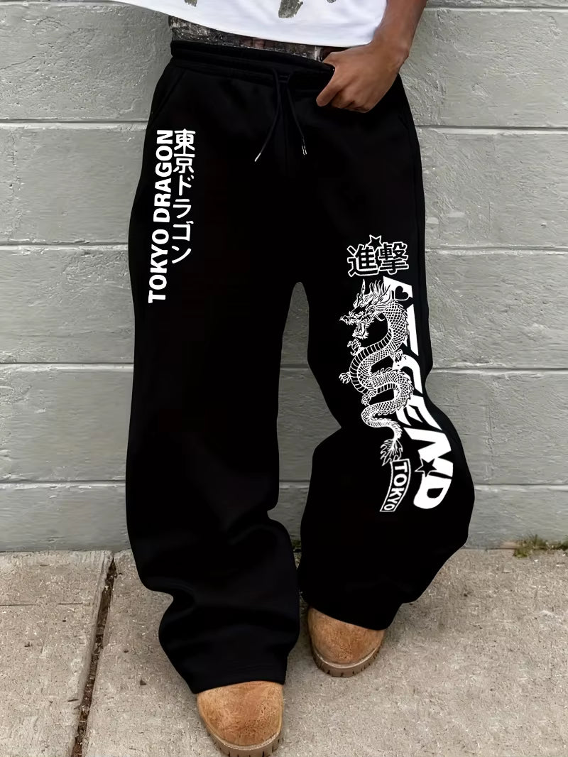 Men's 3D Print Drawstring Loose Casual Sports Pants