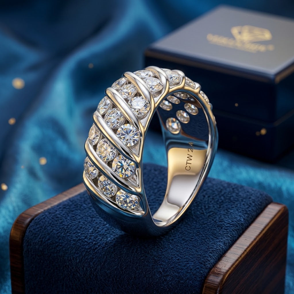 Modern 2.4CTW Lab-Grown Diamond Halo Engagement Ring in 14K White Gold