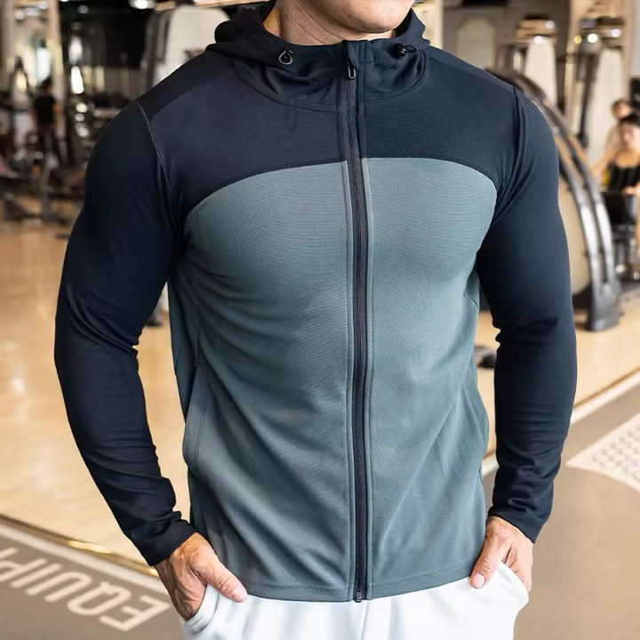 New Fusion Designed Autumn Winter Hooded Running Jacket Men Gym Fitness Casual 