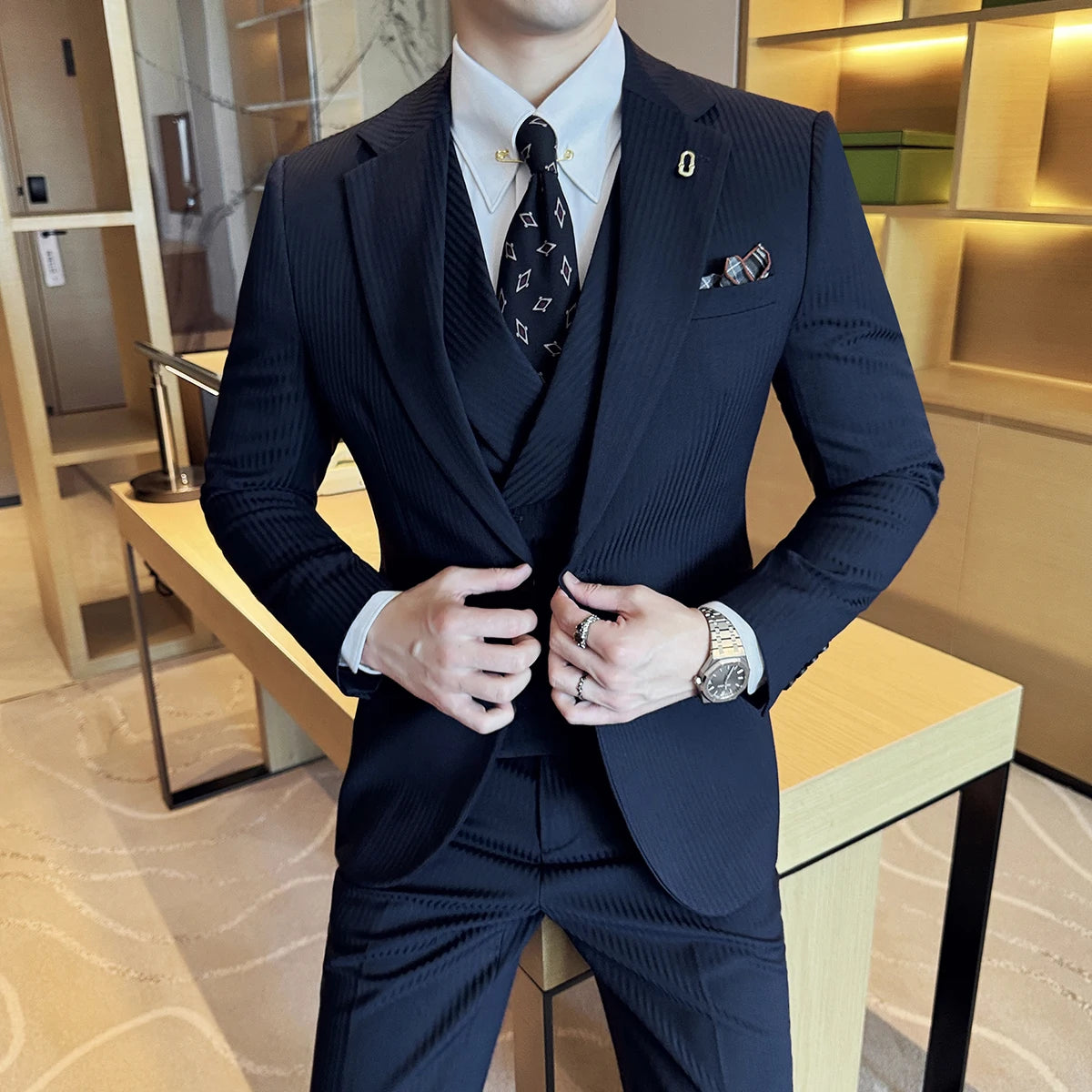Mens Premium Wedding Business Formal Suit 