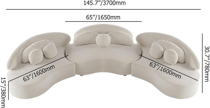 Modern 7-Seat Curved Modular Sectional Sofa, with Ottoman