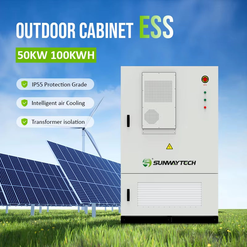 50Kw PCS Industrial ESS | Sunway ENERGY 100Kwh Lithium Battery Storage for Solar/Wind/Grid Backup