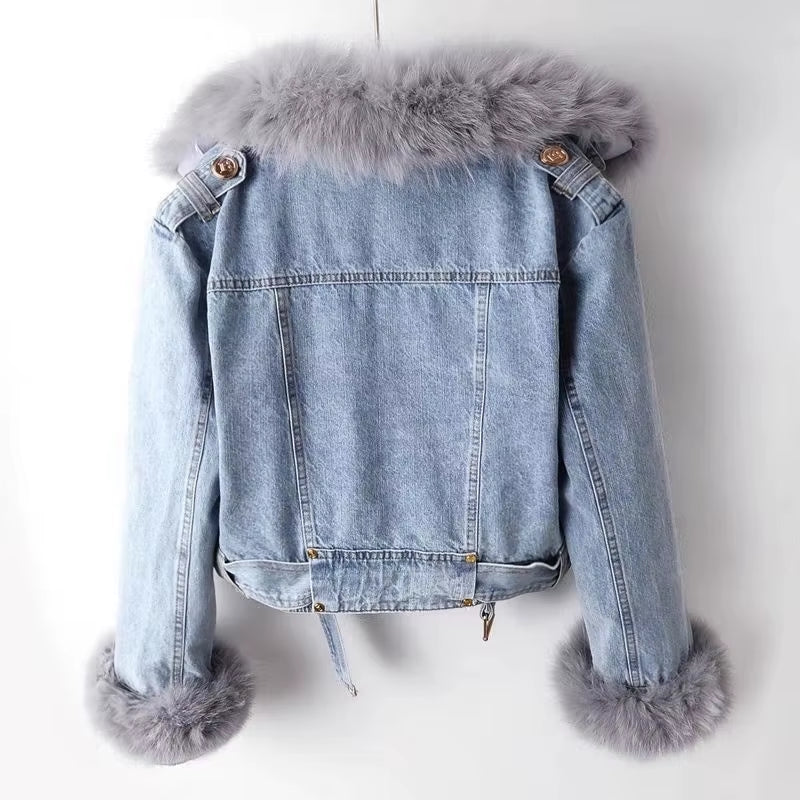 New Korean Style Women Denim Blazer Jacket