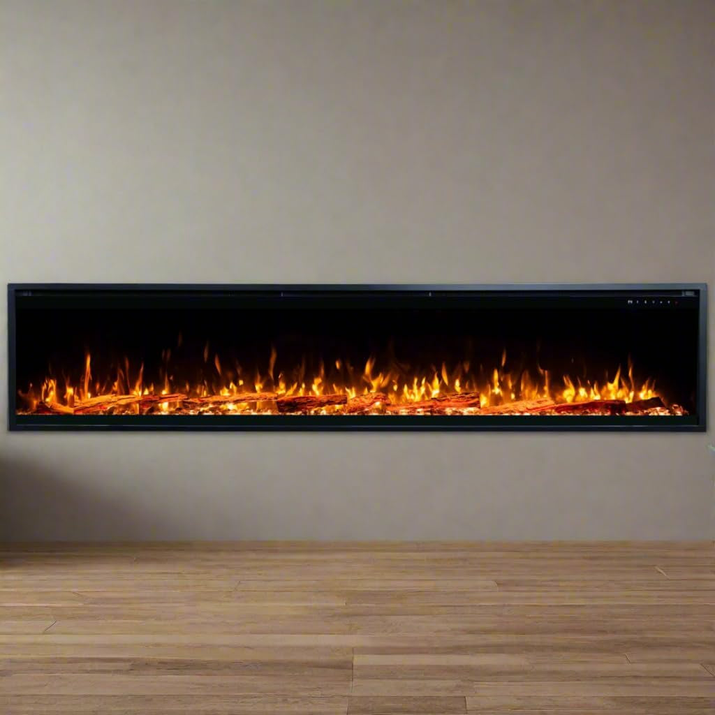 Smart Elite Pro 100" Smart Electric Fireplace 6 Realistic Flame 1500W Heater