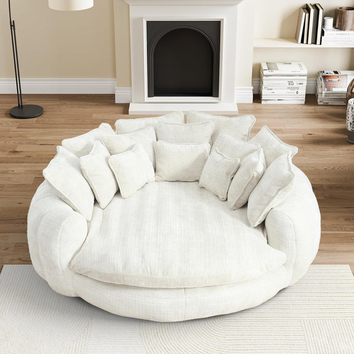 New Oversized Upholstered Round Sofa Bed