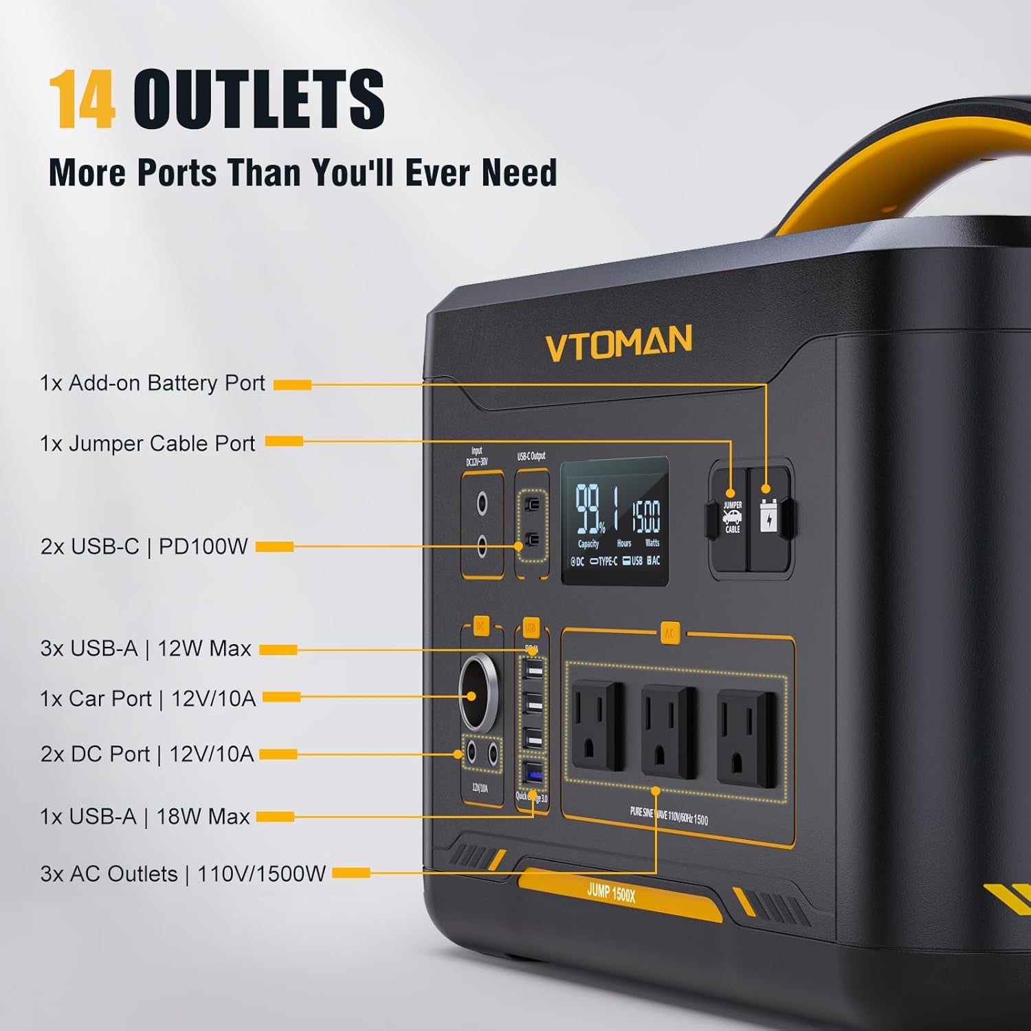 Jump 1500X Power Station, 828Wh Solar Generator 1500W Batterty