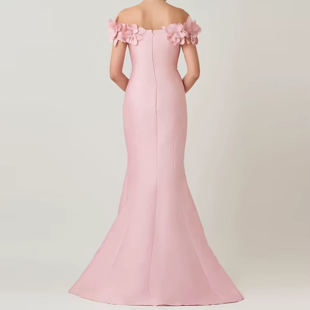 New Customized Pink Off-Shoulder Women Bride Dress Party Wear