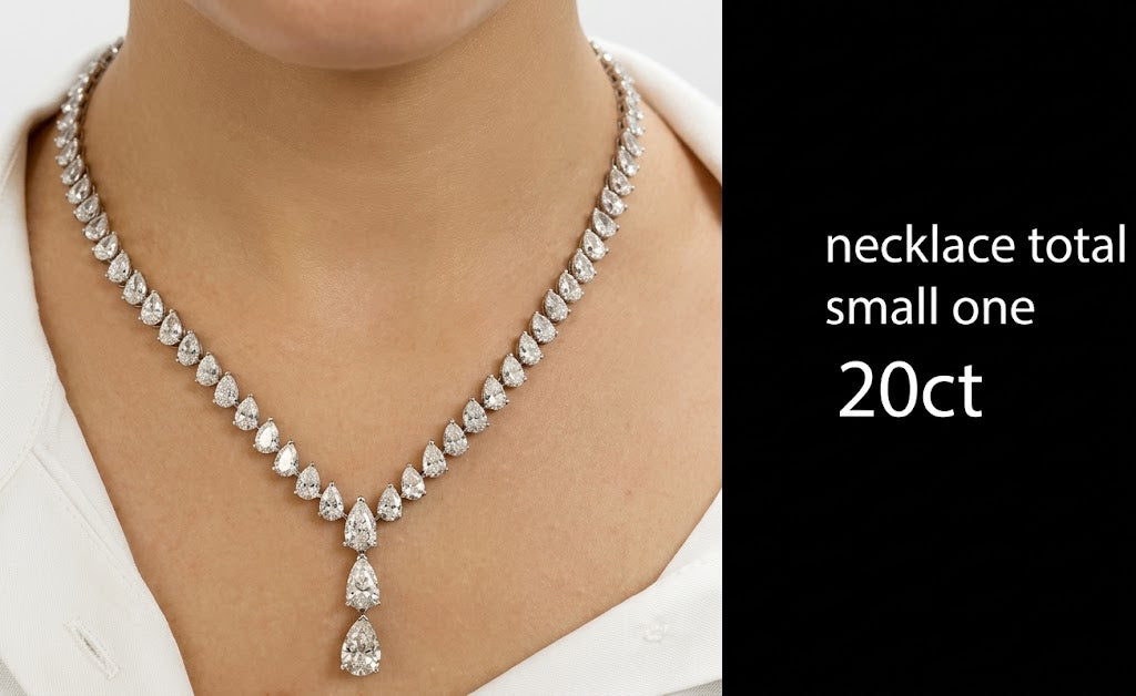 New 14K White Gold Pear-Cut Lab-Grown Diamond Women Necklace Earrings Set