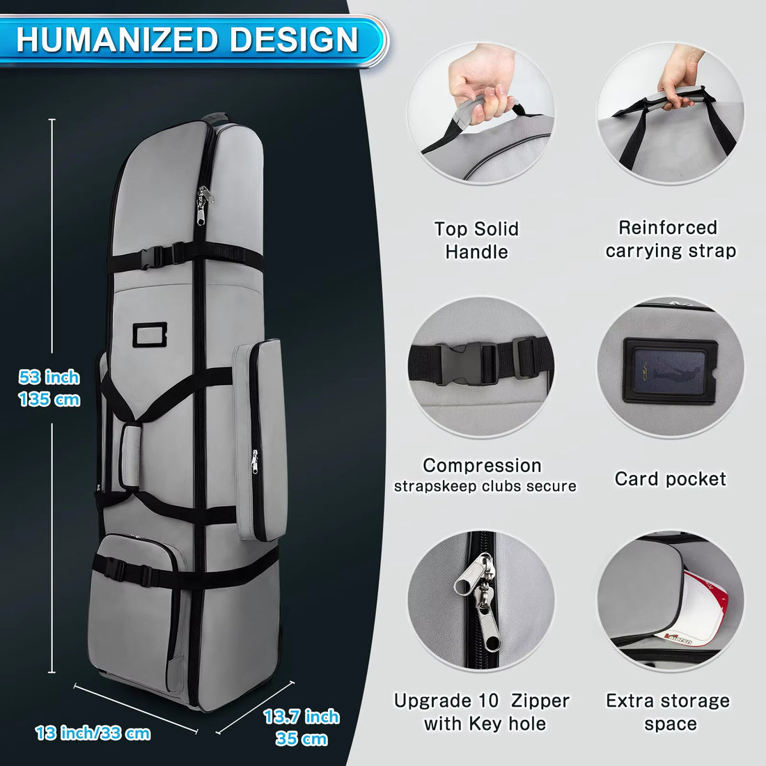 New Large-Capacity Waterproof Oxford Cloth Golf Travel Bag, Foldable Two-Wheel Design