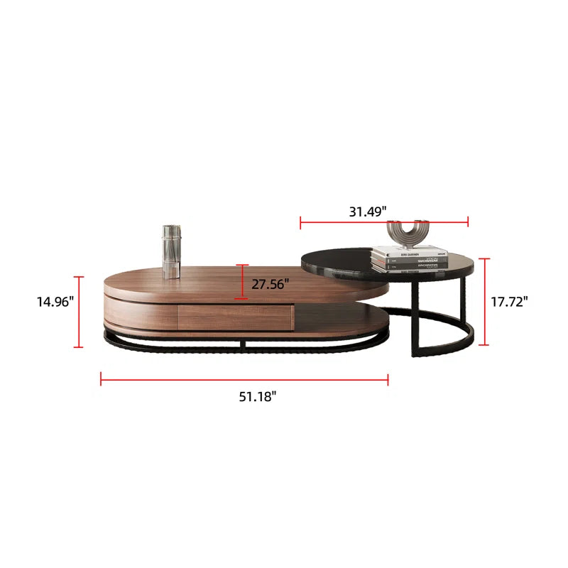 New Tyanii Coffee Table Set with Drawer and Glass Table
