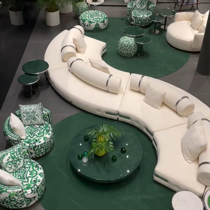 Premium Italian Luxury Curved Combination Fabric Sofa